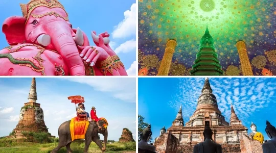 世界遺産アユタヤ+フォトジェニックツアー  ピンクガネーシャ（ワットサマーン）+ワットパクナム＜選べる3プラン/象乗り体験付きプランあり＞